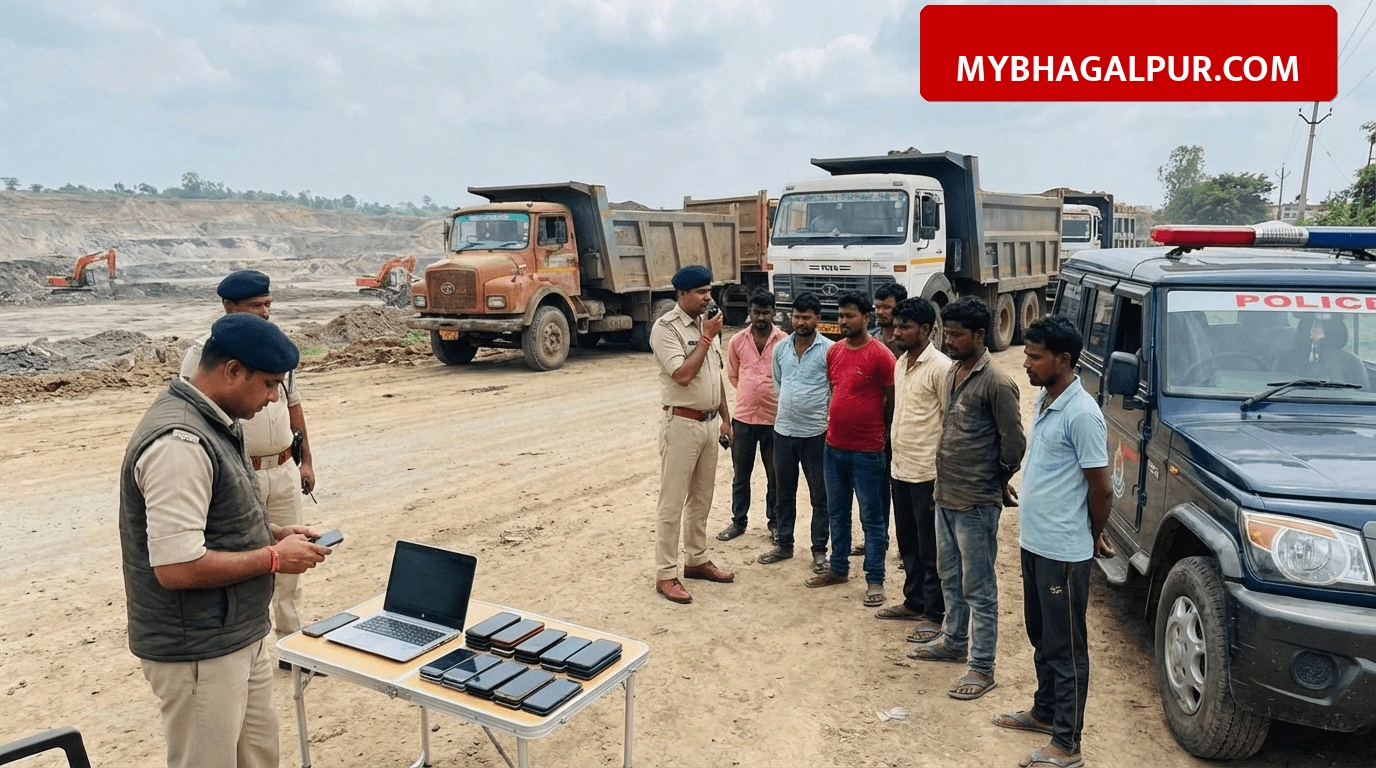 बिहार में खनन वाहनों की अवैध पासिंग का भंडाफोड़, भागलपुर में 7 गिरफ्तार और 50 मोबाइल नंबर रडार पर