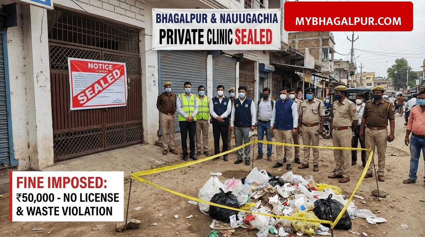 भागलपुर और नवगछिया में 6 प्राइवेट क्लीनिकों पर लगा 50 हजार का जुर्माना, बिना लाइसेंस और कचरा नियमों के उल्लंघन पर हुई कार्रवाई