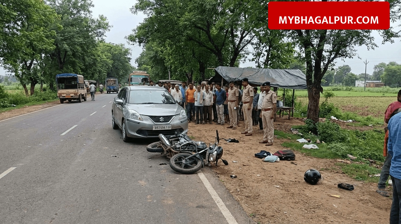 बांका में भीषण सड़क हादसा: देवघर-सुल्तानगंज मार्ग पर कार और बाइक की टक्कर, एक ही परिवार के 3 लोगों की मौत