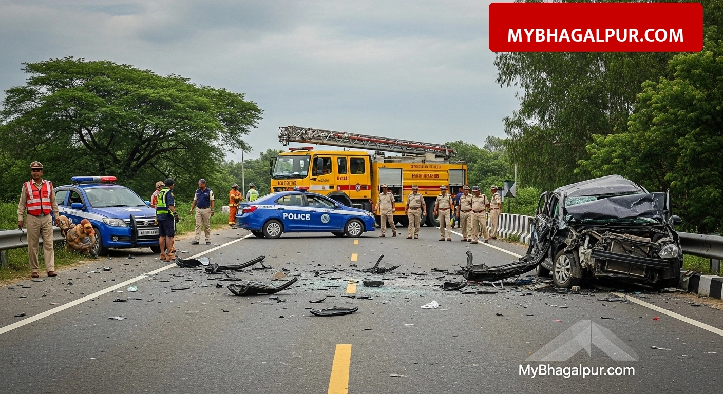सहरसा NH-107 पर भीषण सड़क हादसा, रेलवे अधिकारी की मौत के बाद दो मासूमों के सिर से उठा पिता का साया