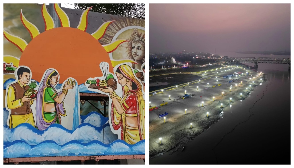 पटना में छठ पूजा का तीसरा दिन: भक्तों ने गंगा घाट पर सूर्य को अर्घ्य देने के लिए जुटाए श्रद्धा के साथ।