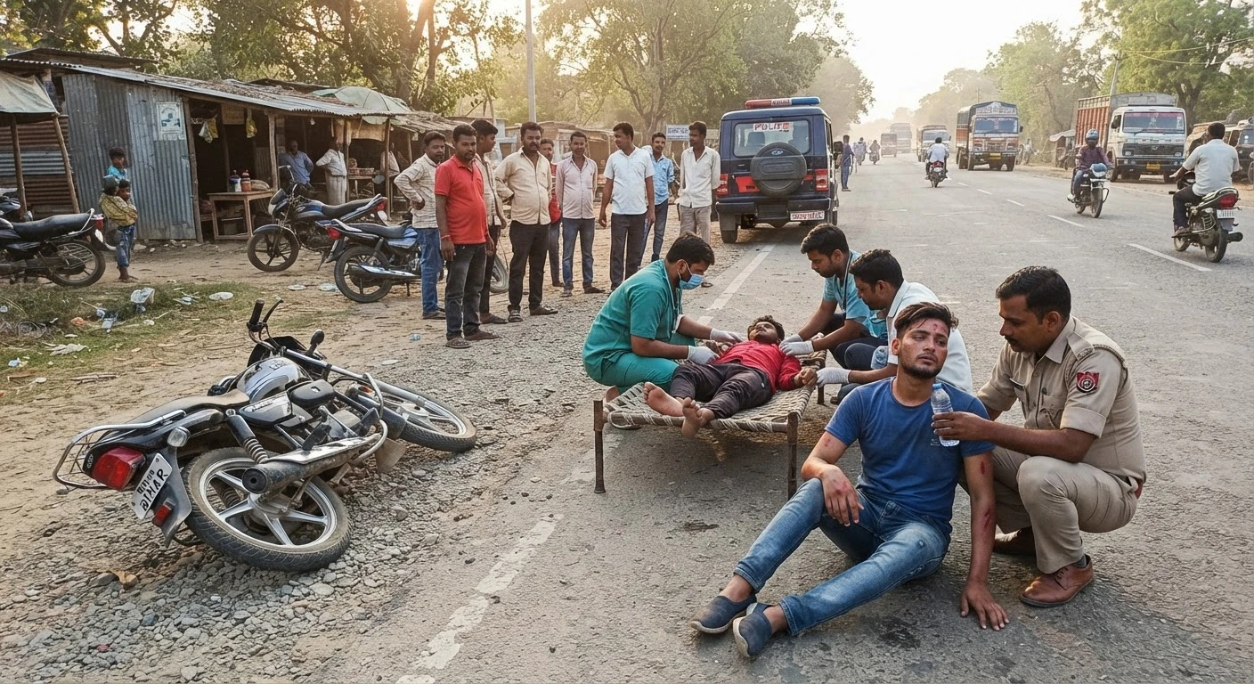 कहलगांव: बंदर को बचाने के चक्कर में पलटी बाइक, यूपी के दो युवक गंभीर रूप से घायल