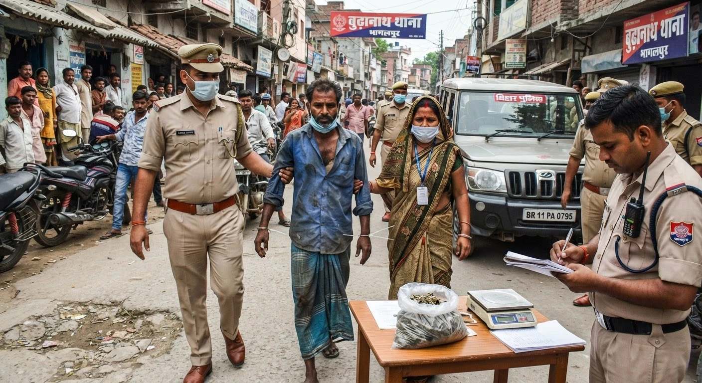 भागलपुर: बुढ़ानाथ पुलिस की बड़ी कार्रवाई, 1.4 किलो गांजे के साथ पति-पत्नी गिरफ्तार