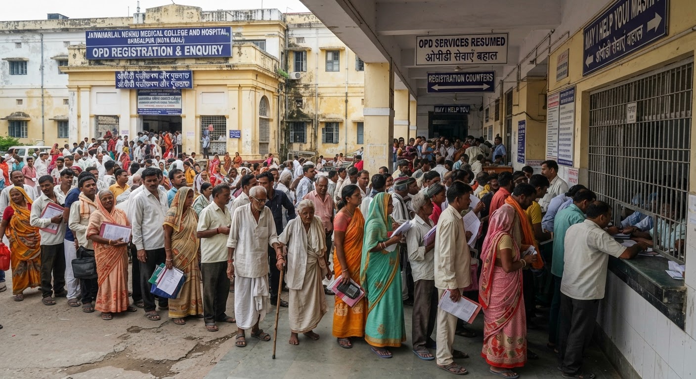 भगलपुर: मायागंज और सदर अस्पताल में उमड़ी मरीजों की भारी भीड़, OPD सेवा दोबारा शुरू
