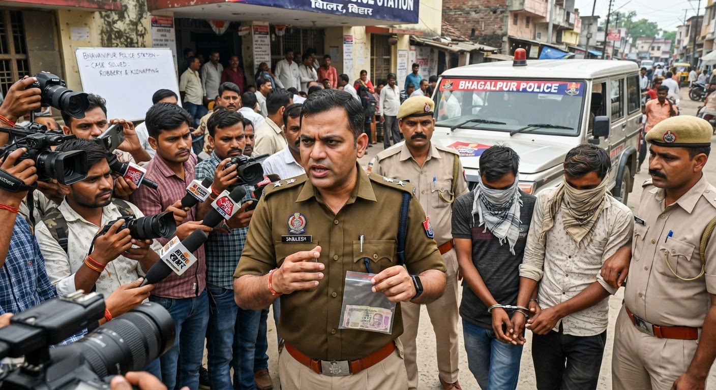 भगलपुर पुलिस का बड़ा एक्शन: 4 घंटे में लूट और अपहरण का खुलासा, दो गिरफ्तार