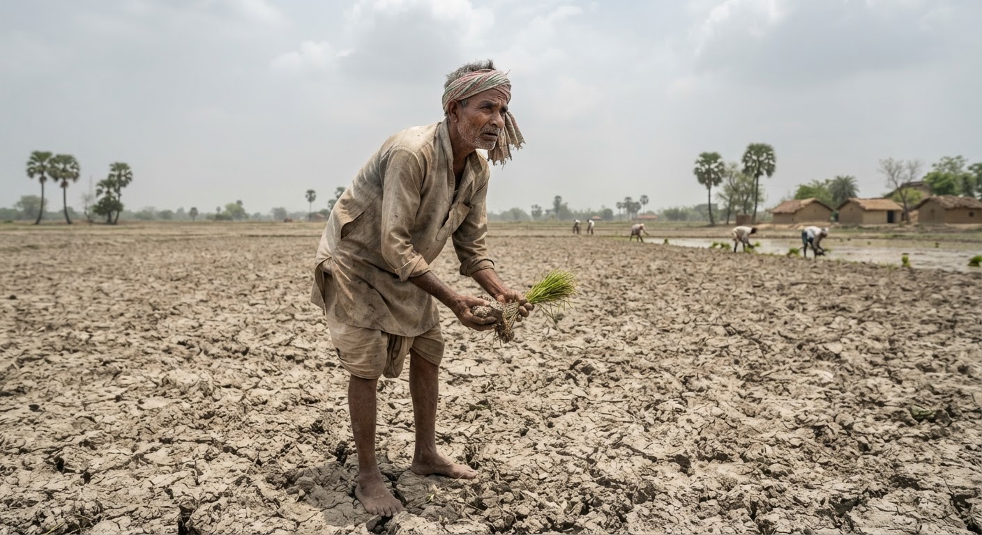 भागलपुर: शाहकुंड के किसानों की बढ़ी चिंता, कम बारिश से धान की रोपाई में आई रुकावट