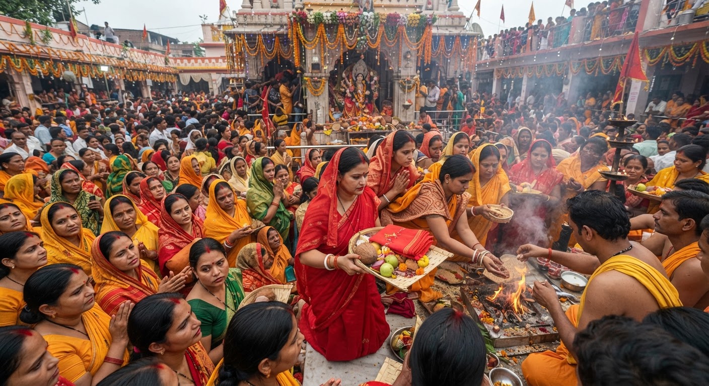 मां विसारी पूजा: भागलपुर के मंदिरों में उमड़ी भारी भीड़, सुरक्षा के लिए तैनात हुए ड्रोन और पुलिस