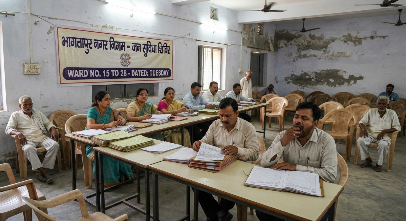 भगलपुर नगर निगम का बड़ा खेल: खाली कुर्सियों पर बैठे कर्मचारी, फोटो खींचकर वरिष्ठ अधिकारियों को भेजा