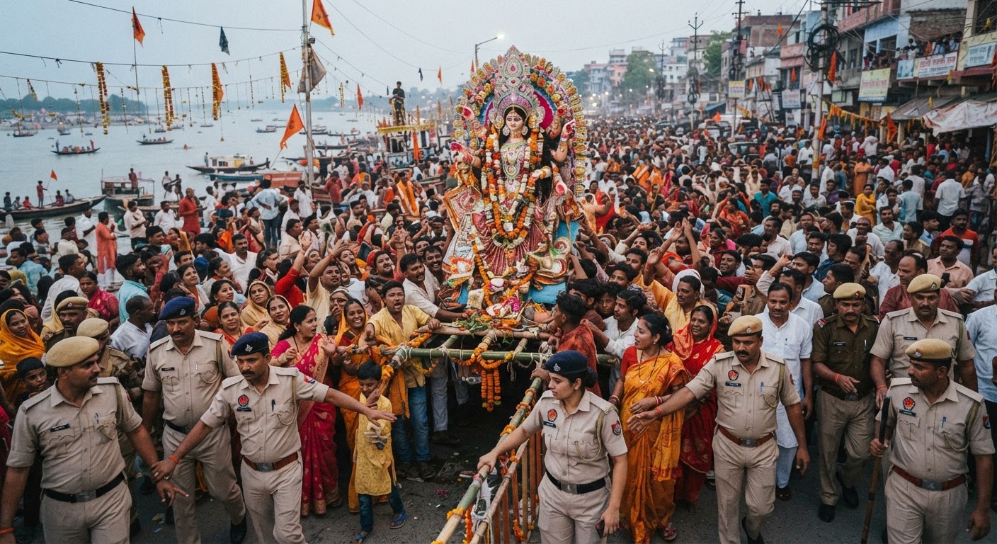 सावधान! भागलपुर में माँ बिशहरी की मूर्तियों का विसर्जन शुरू, सुरक्षा के कड़े इंतजाम