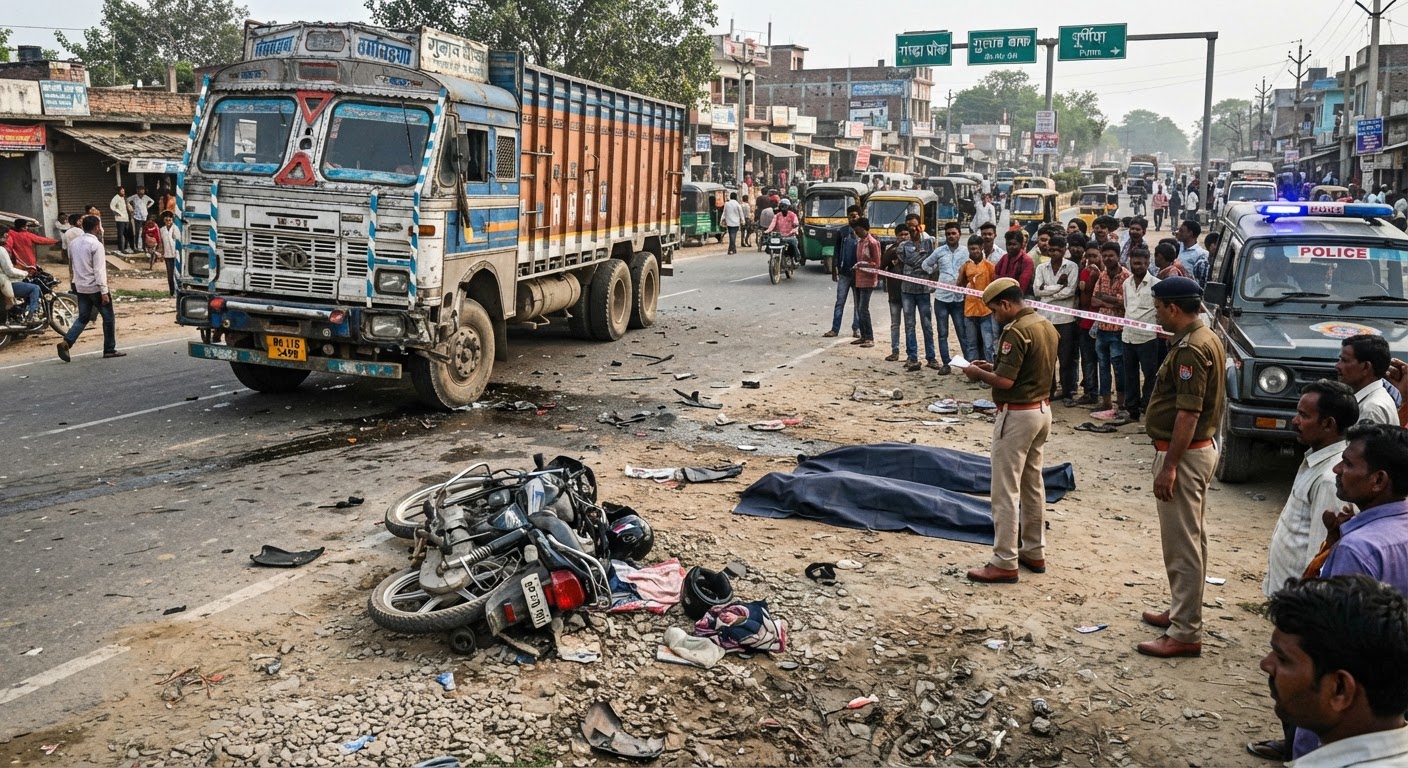 पूर्णिया में भीषण सड़क हादसा: तेज रफ्तार ट्रक ने बाइक को कुचला, दो दोस्तों की दर्दनाक मौत