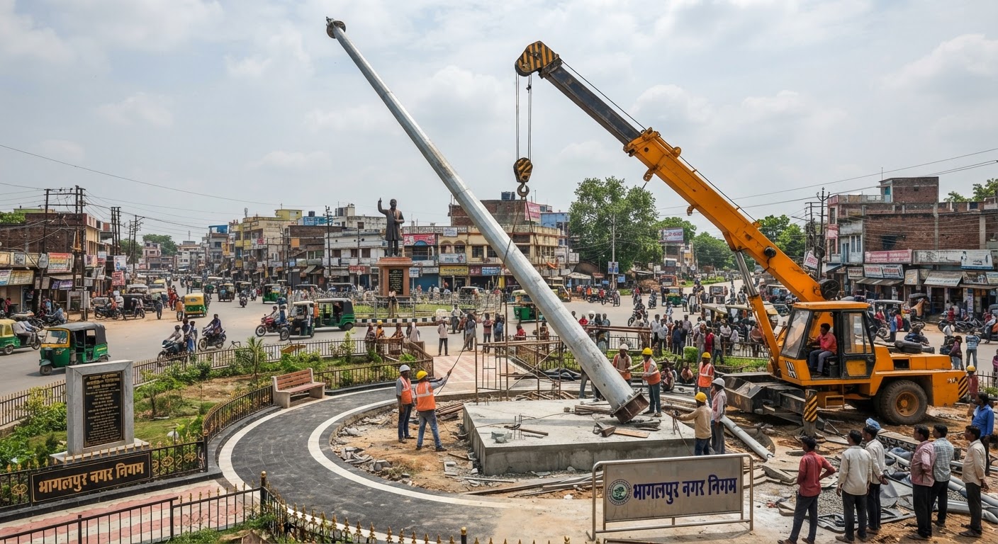 भागलपुर के तिलकामांझी चौक पर लगेगा शानदार हाई-मास्ट झंडा, काम शुरू