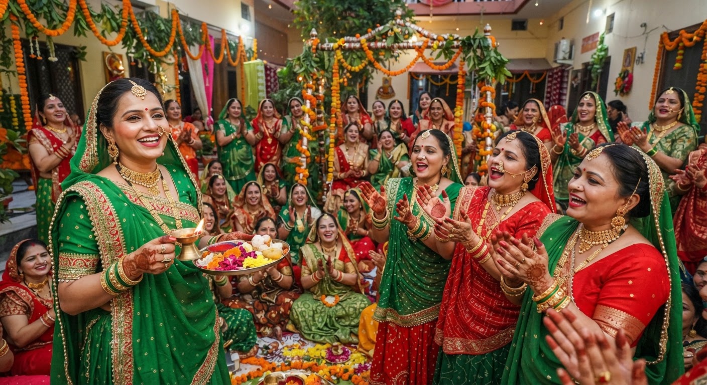 ठाकुरगंज में हरियाली तीज की धूम: सोलह श्रृंगार कर मारवाड़ी महिलाओं ने मनाया उत्सव