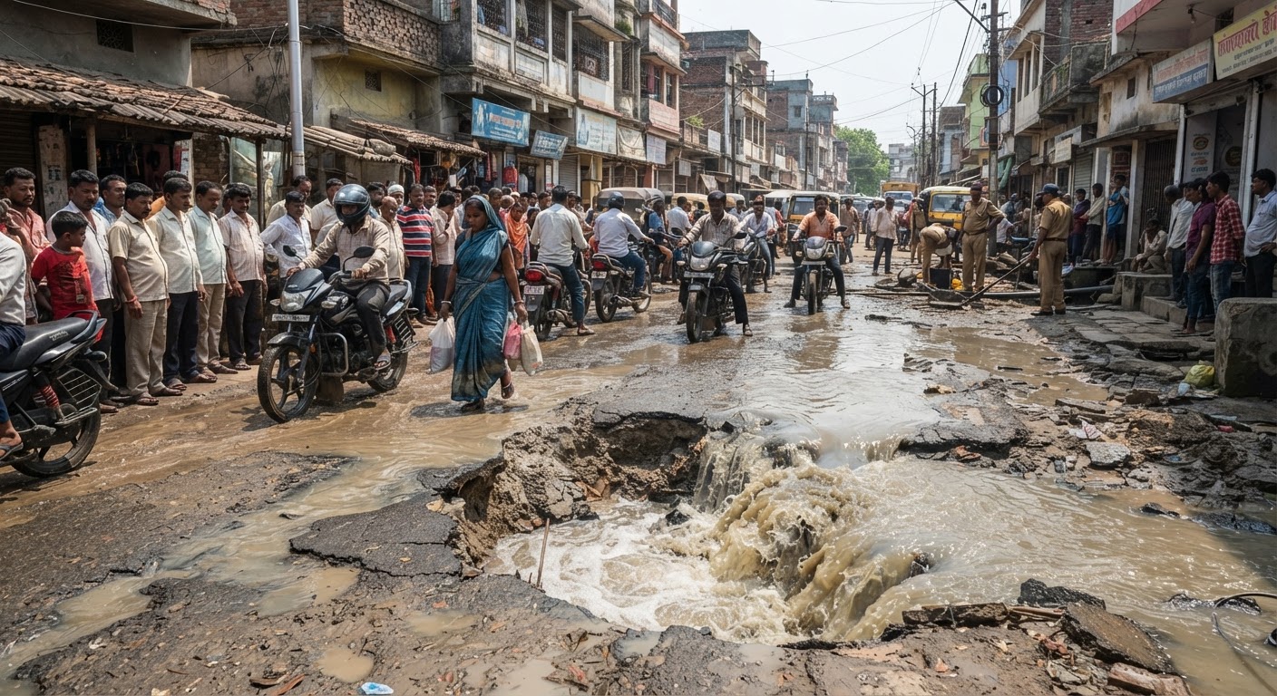 भागलपुर में फूटे पानी के पाइप! अब सड़कों पर नहीं बहेगा पानी