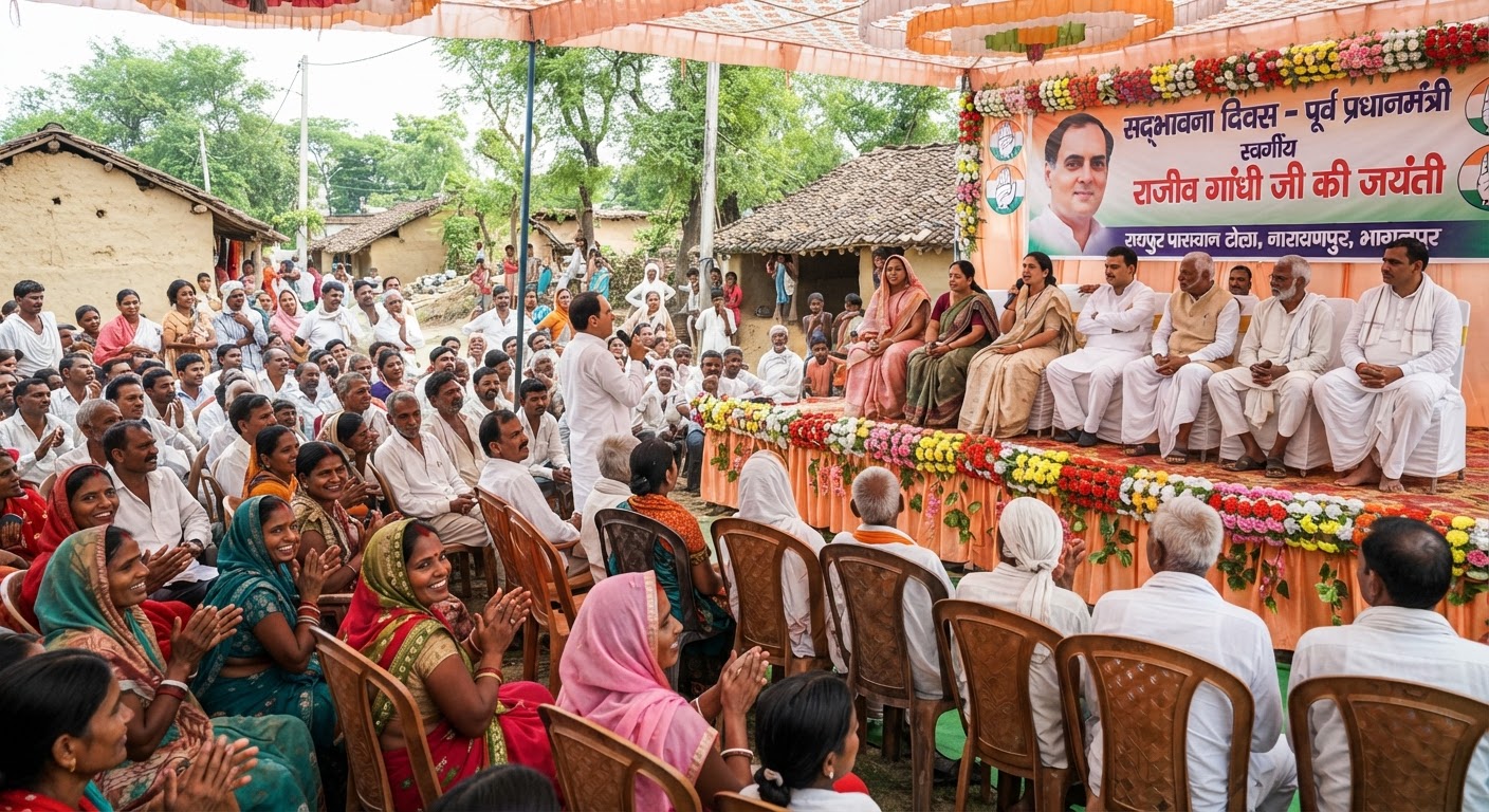 अद्भुत सद्भावना दिवस पर रायपुर पासवान टोला में कांग्रेस का भव्य आयोजन