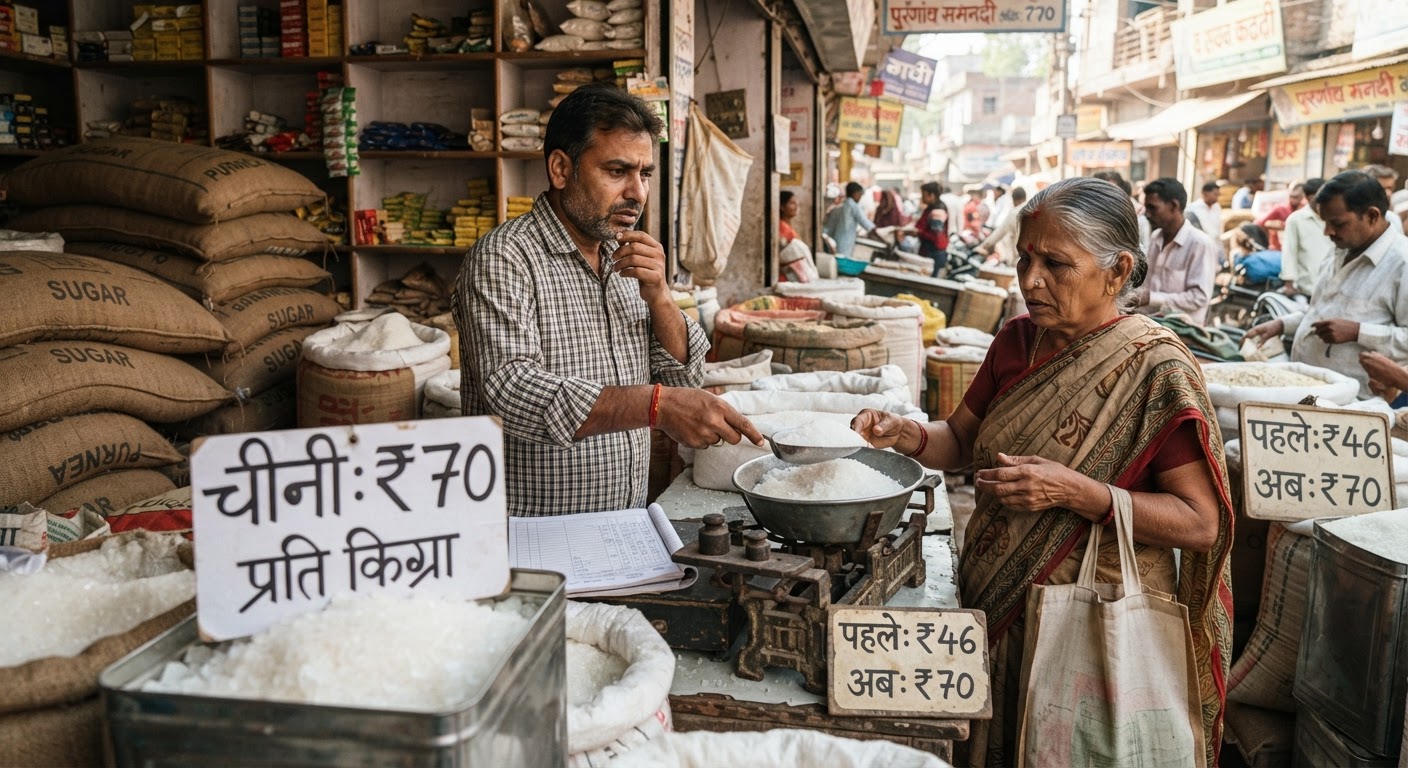 पूर्णिया में चीनी के दाम आसमान पर, त्योहारी सीजन से पहले जनता परेशान
