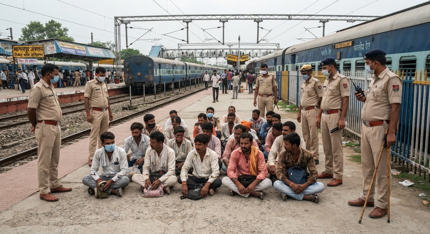 कहलगांव में आरपीएफ की बड़ी कार्रवाई, बिना टिकट और ट्रैक पार करने वाले 20 लोग हिरासत में