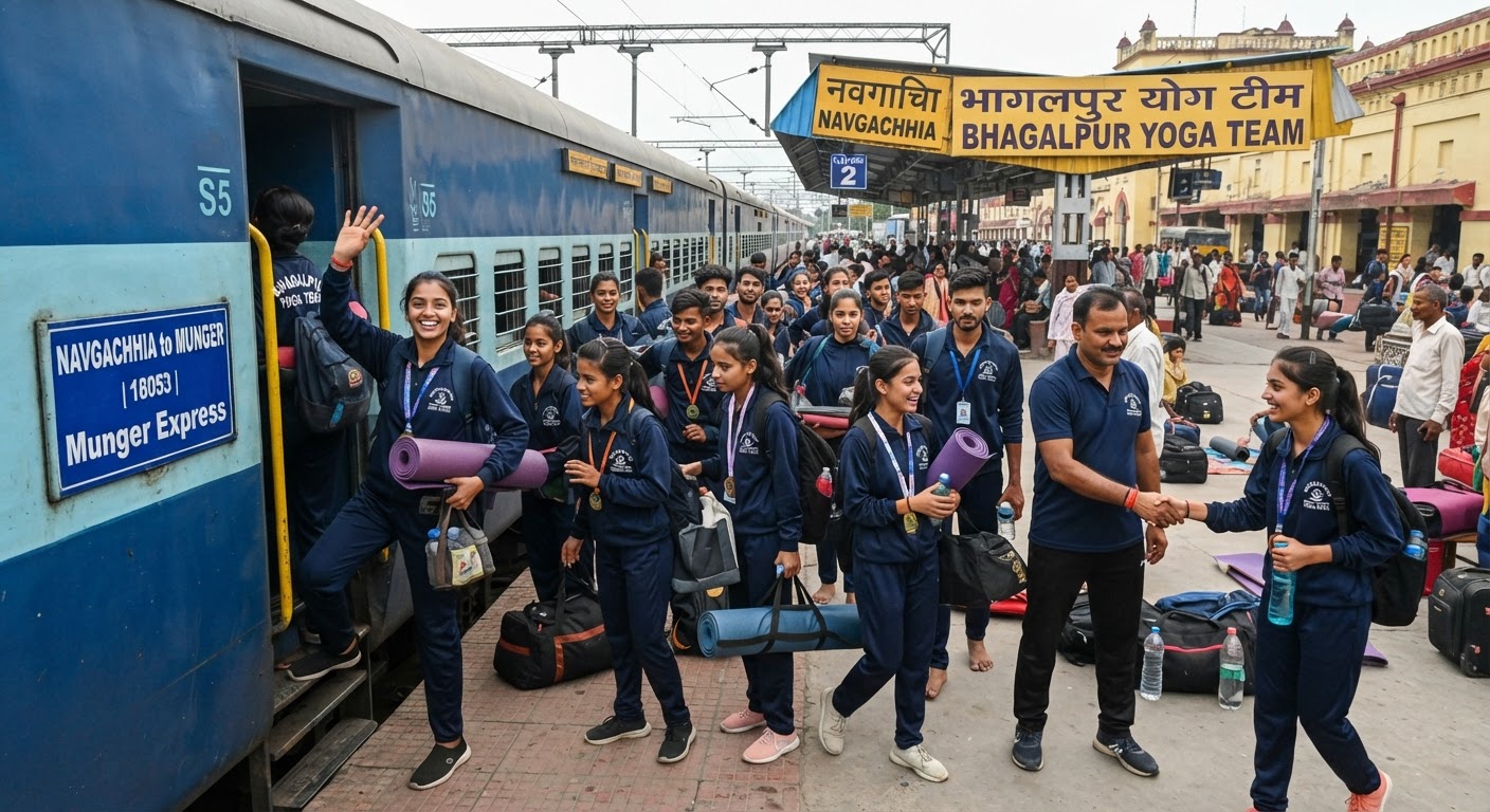 भागलपुर की योग टीम मुंगेर रवाना, शानदार प्रदर्शन की उम्मीद