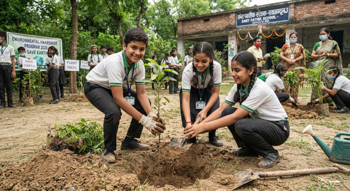 संत पथिक स्कूल के बच्चों ने पेड़ लगाकर पर्यावरण बचाने का दिया अनोखा संदेश