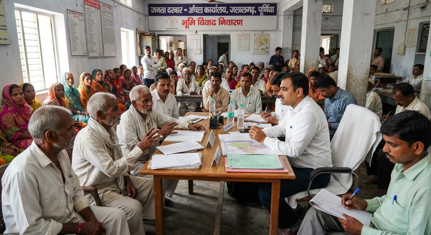 पूर्णिया के जलालगढ़ में जनता दरबार: जमीन के तीन मामलों की हुई सुनवाई