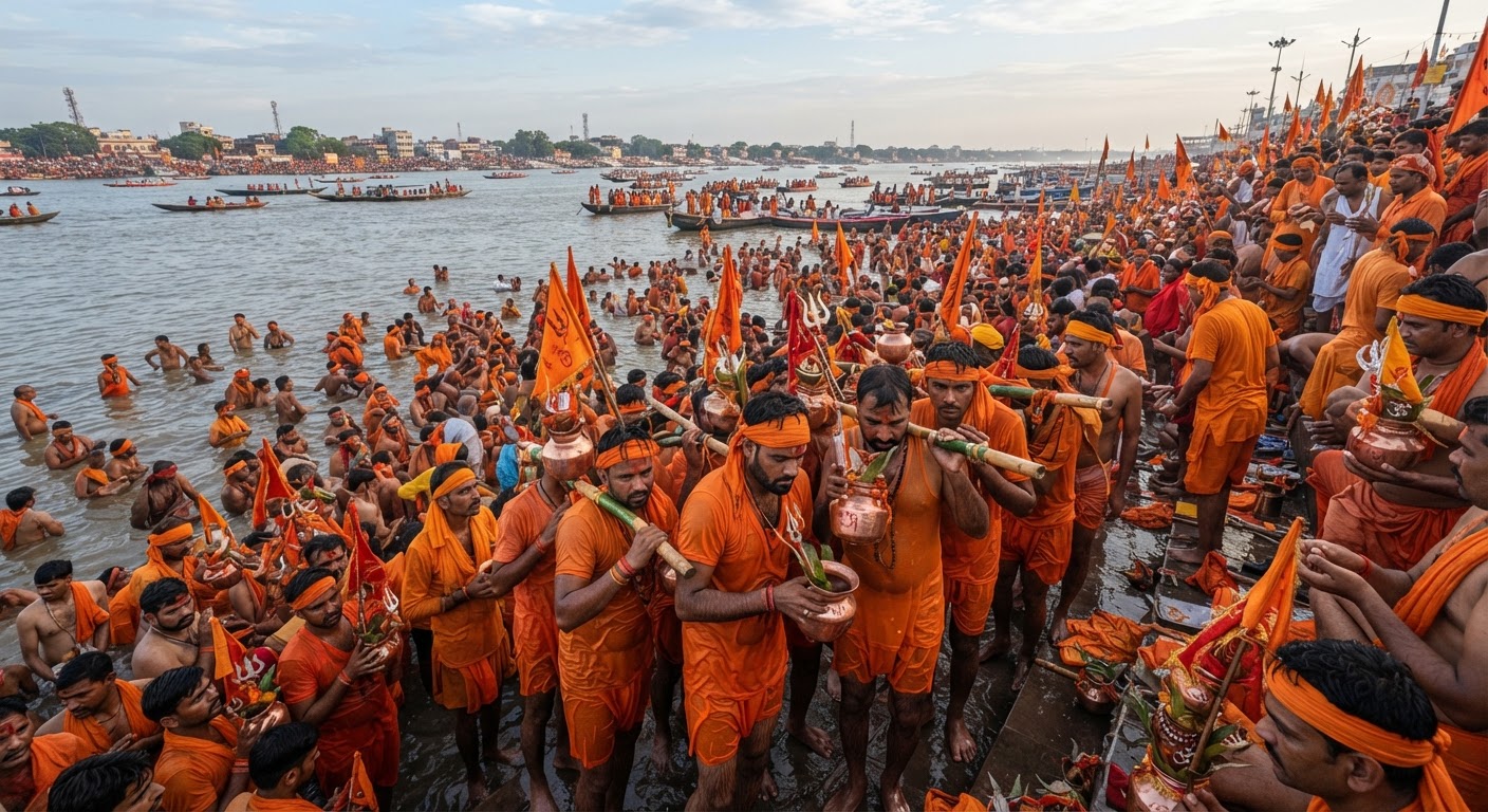 सावन की चौथी सोमवारी पर भागलपुर में उमड़ी भारी भीड़