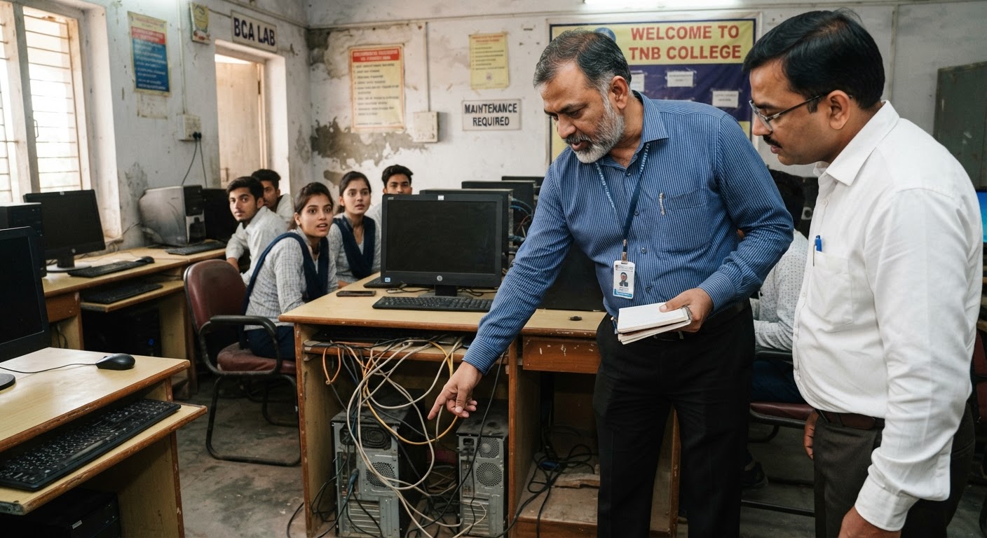 भागलपुर के टीएनबी कॉलेज में अचानक पहुंचे प्राचार्य, बीसीए विभाग का किया निरीक्षण