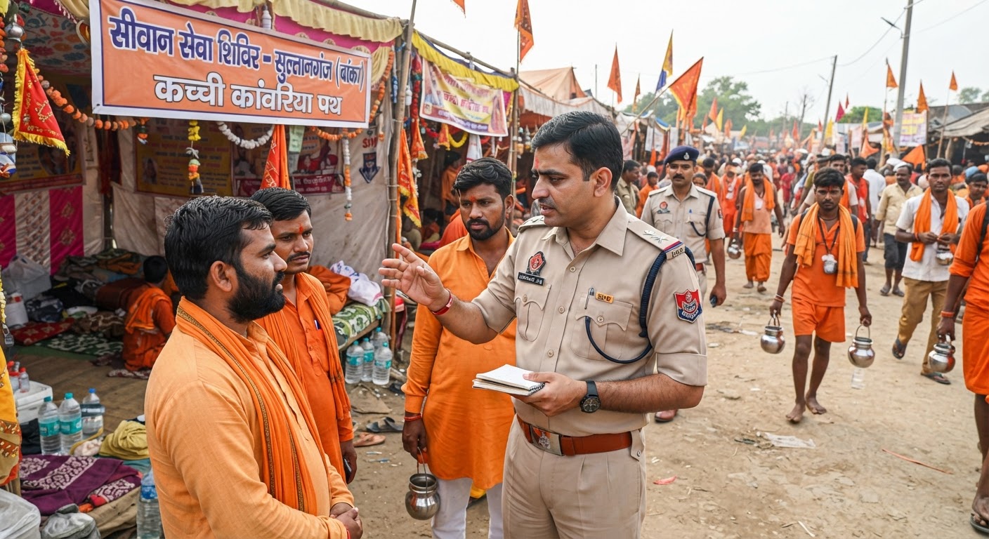 श्रावणी मेला: SHO कन्हैया झा ने की सीवन सेवा कैंप की जांच