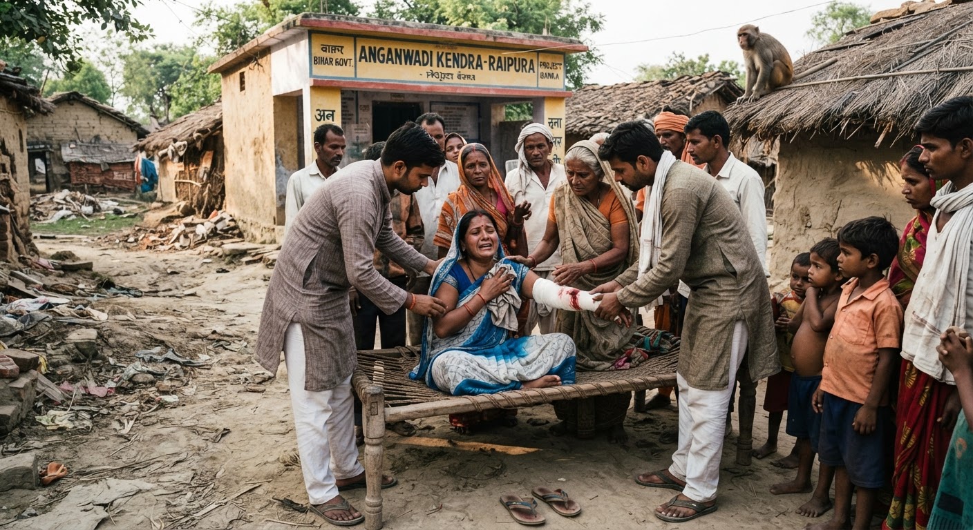 बांका में बंदर के हमले से आंगनवाड़ी सेविका गंभीर रूप से घायल