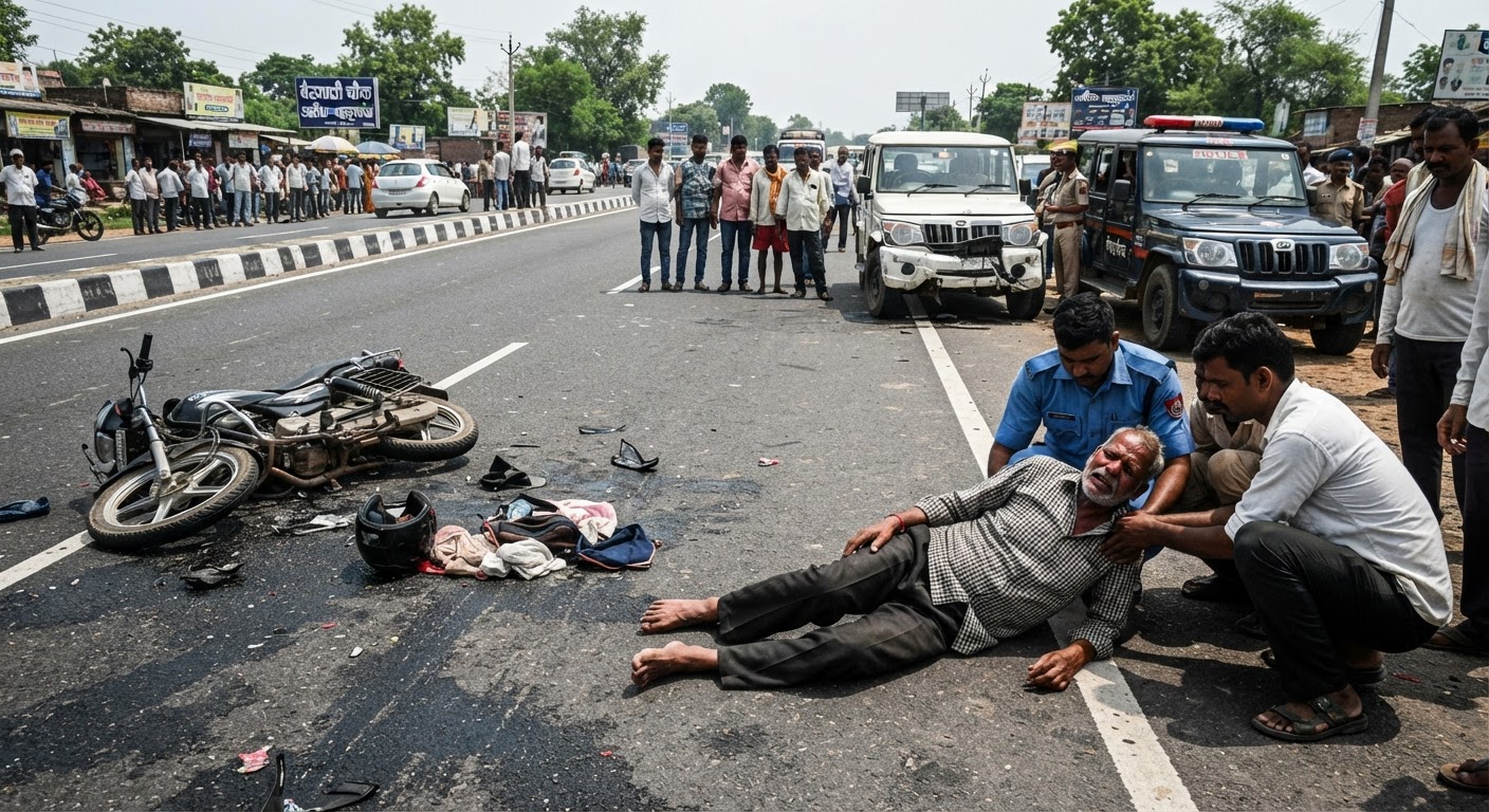 अरेरिया में दर्दनाक सड़क हादसा, बुजुर्ग गंभीर रूप से घायल