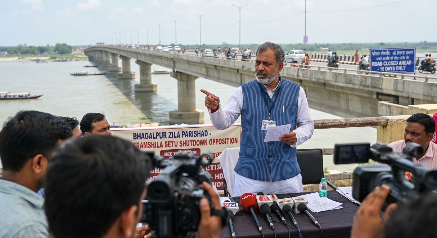 विक्रमशिला सेतु को 15 दिन बंद रखने का भारी विरोध