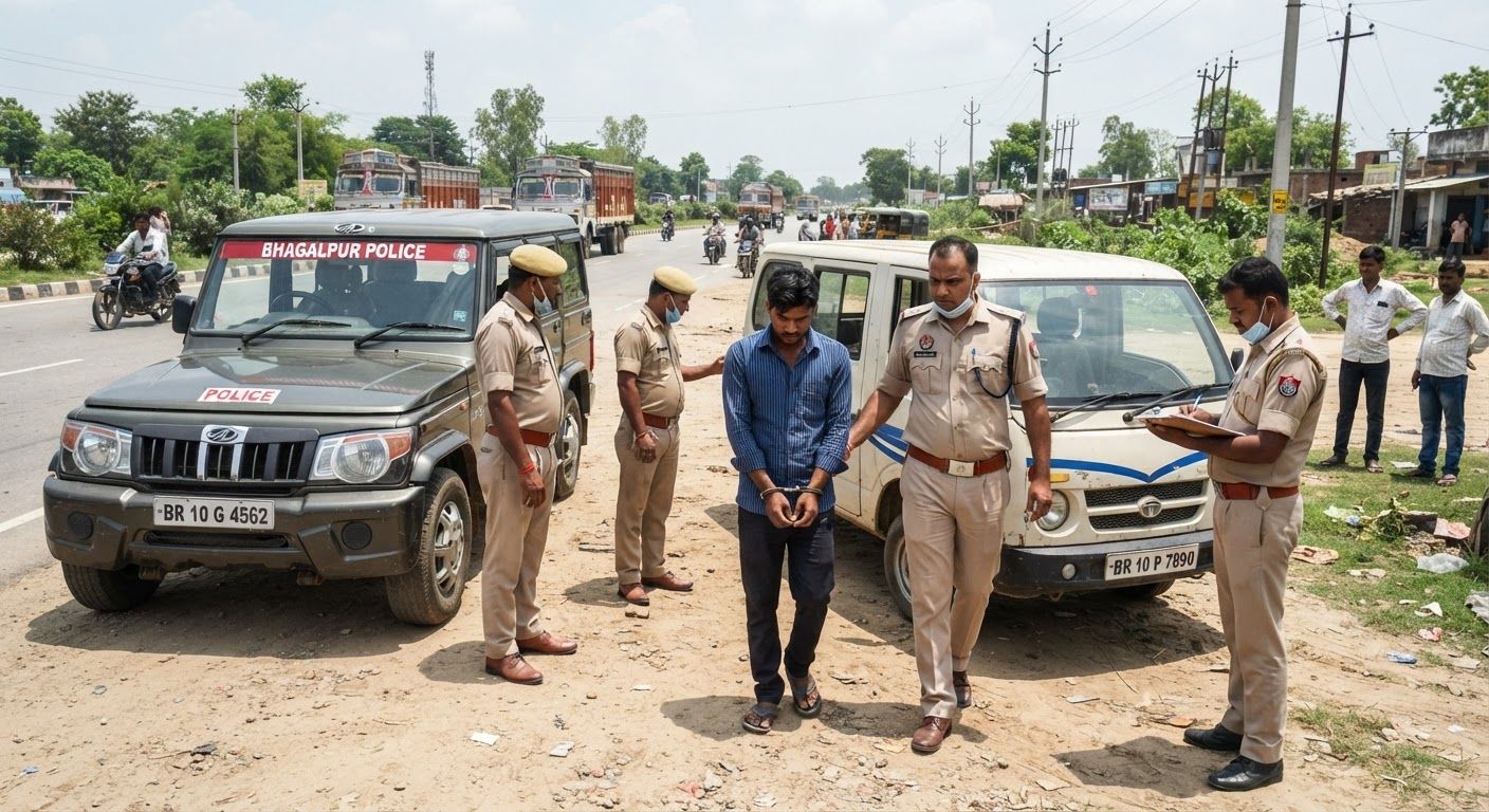 भागलपुर पुलिस ने पकड़ी चोरी की मैजिक गाड़ी, एक आरोपी गिरफ्तार