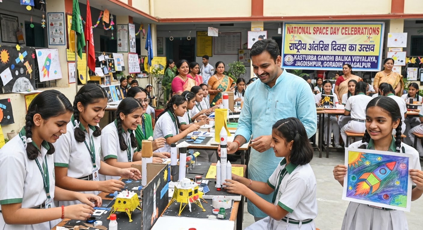 कस्तूरबा विद्यालय में अंतरिक्ष दिवस पर हुई प्रतियोगिताएं