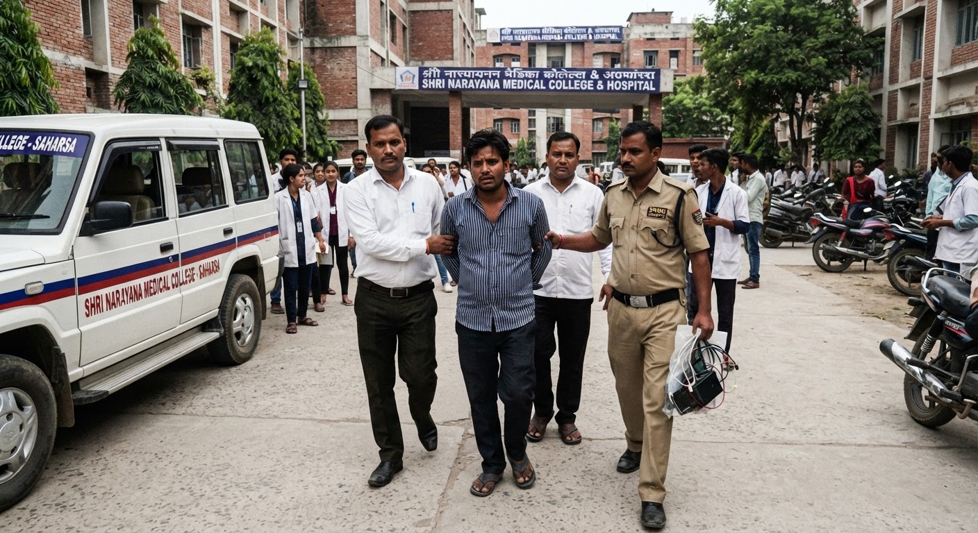सहरसा में मेडिकल कॉलेज से चोर रंगेहाथ गिरफ्तार