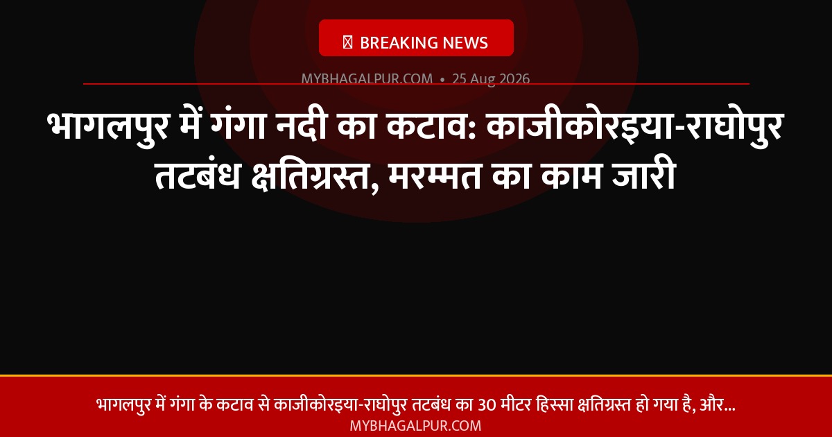 भागलपुर में गंगा नदी का कटाव: काजीकोरइया-राघोपुर तटबंध क्षतिग्रस्त, मरम्मत का काम जारी