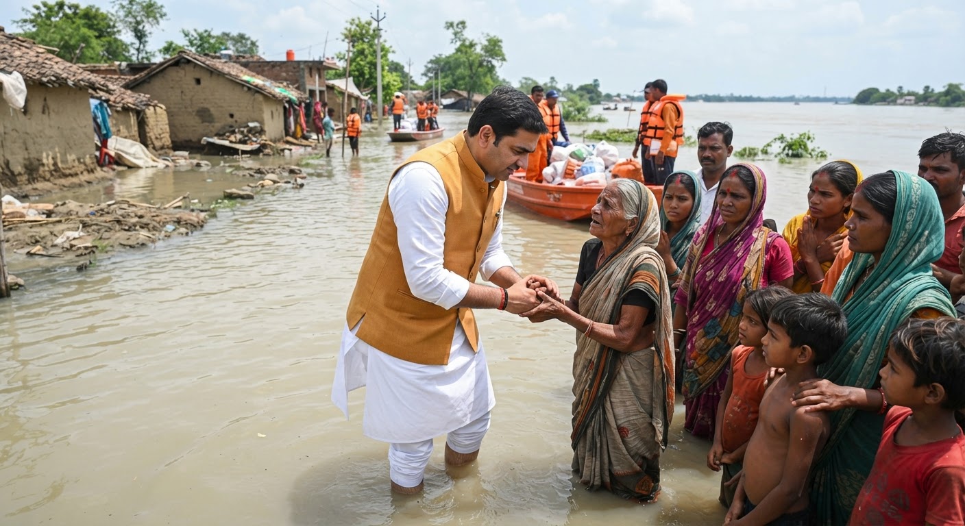 बिहार के सीएम सम्राट चौधरी का बाढ़ संकट के बीच भागलपुर का दौरा