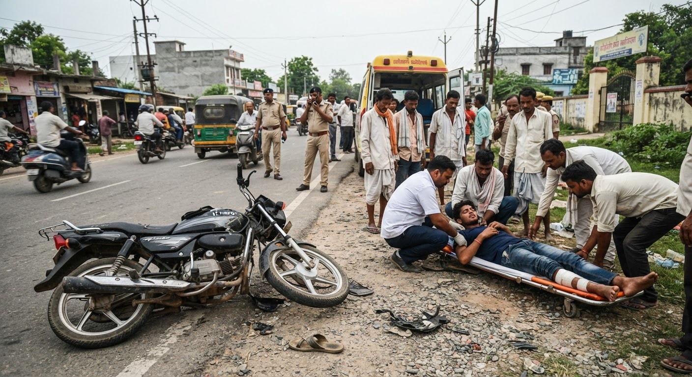 दर्दनाक हादसा! अररिया-पूर्णिया रोड पर बाइक पलटने से युवक गंभीर रूप से घायल