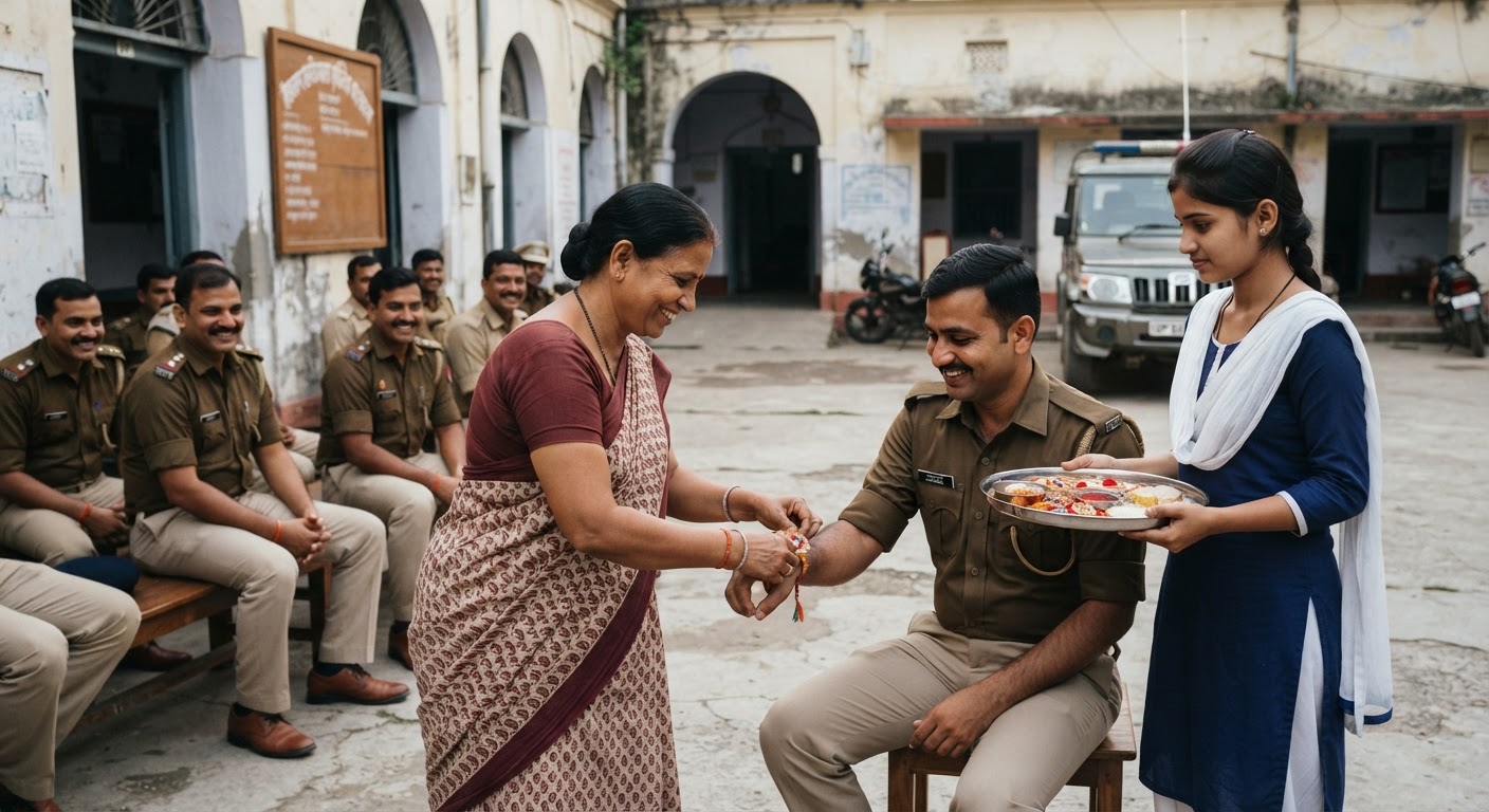 हवेली खड़गपुर में एकल विद्यालय के सदस्यों ने पुलिस के साथ मनाया रक्षाबंधन