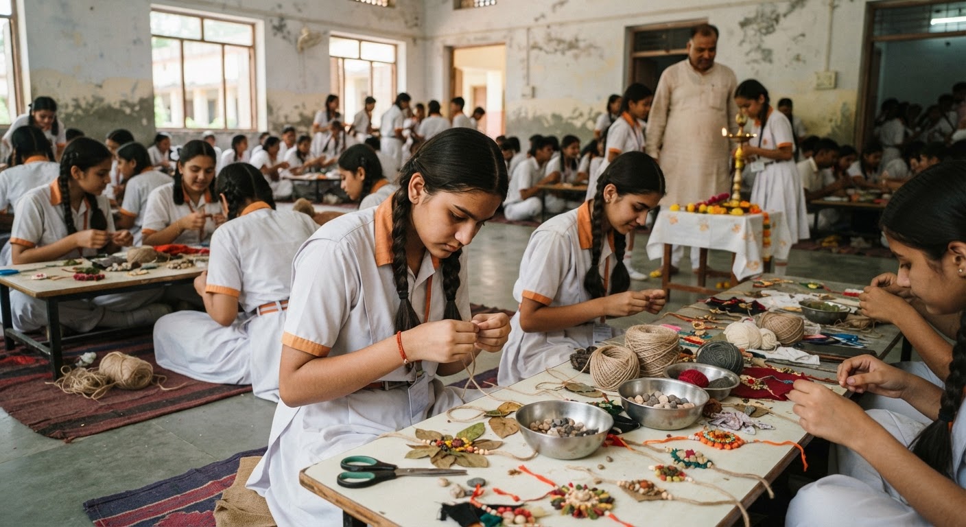 सुल्तानगंज के स्कूल में बच्चों ने बनाई खास इको-फ्रेंडली राखी