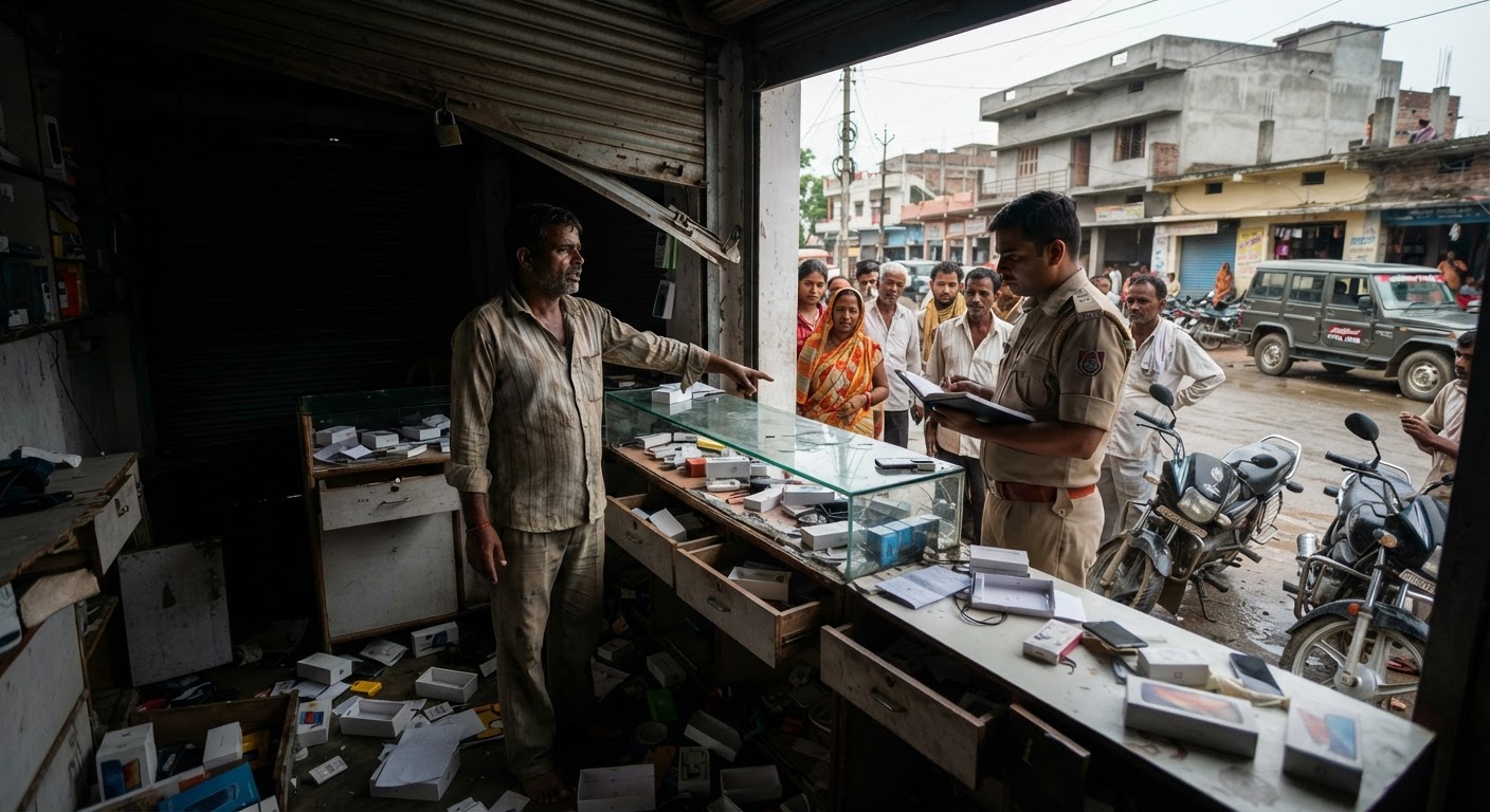 भागलपुर के जगदीशपुर में चोरों का आतंक, दुकान से नकदी और बैटरी चोरी