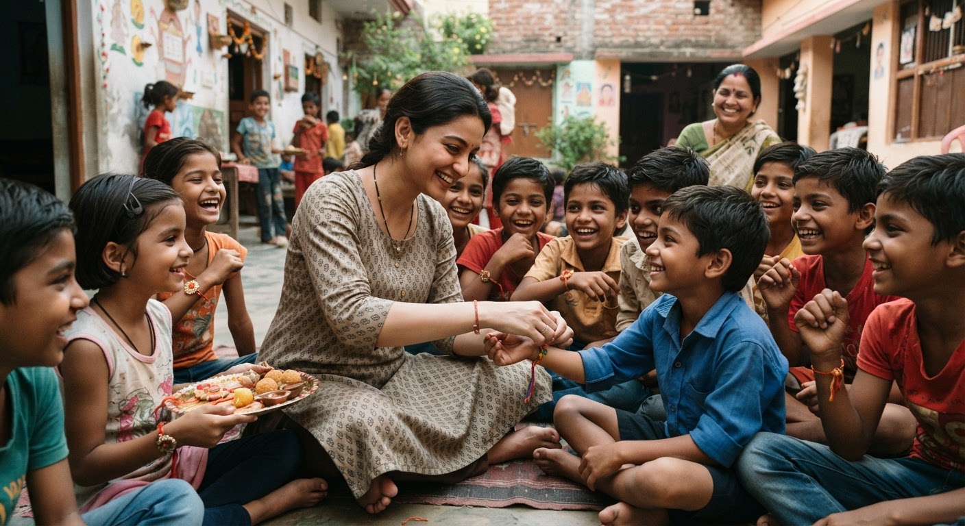 खुशी की लहर! अभिनेत्री संचिता बसु ने नाथनगर के अनाथालय में मनाया रक्षाबंधन