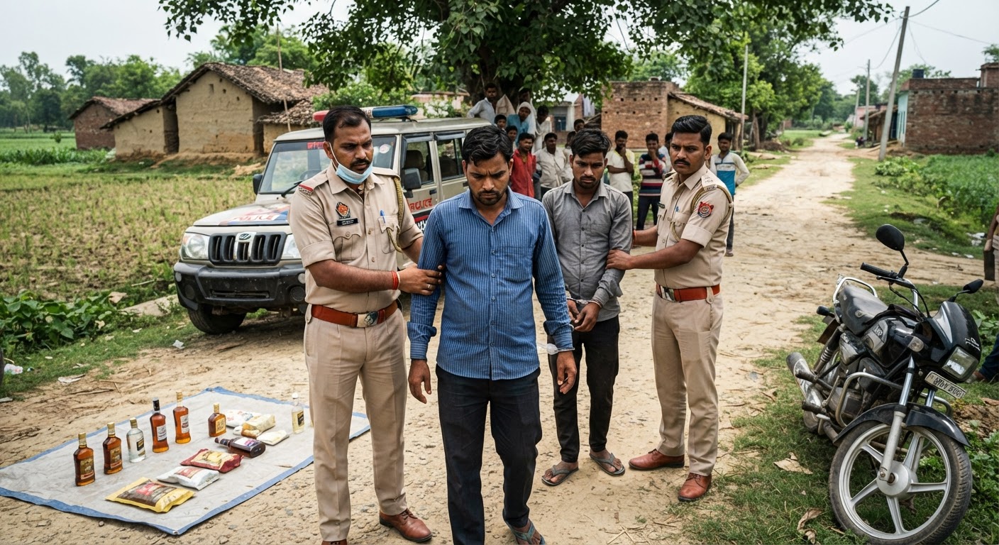 पलasi में बड़ी कार्रवाई: दो लोग अवैध शराब के साथ गिरफ्तार