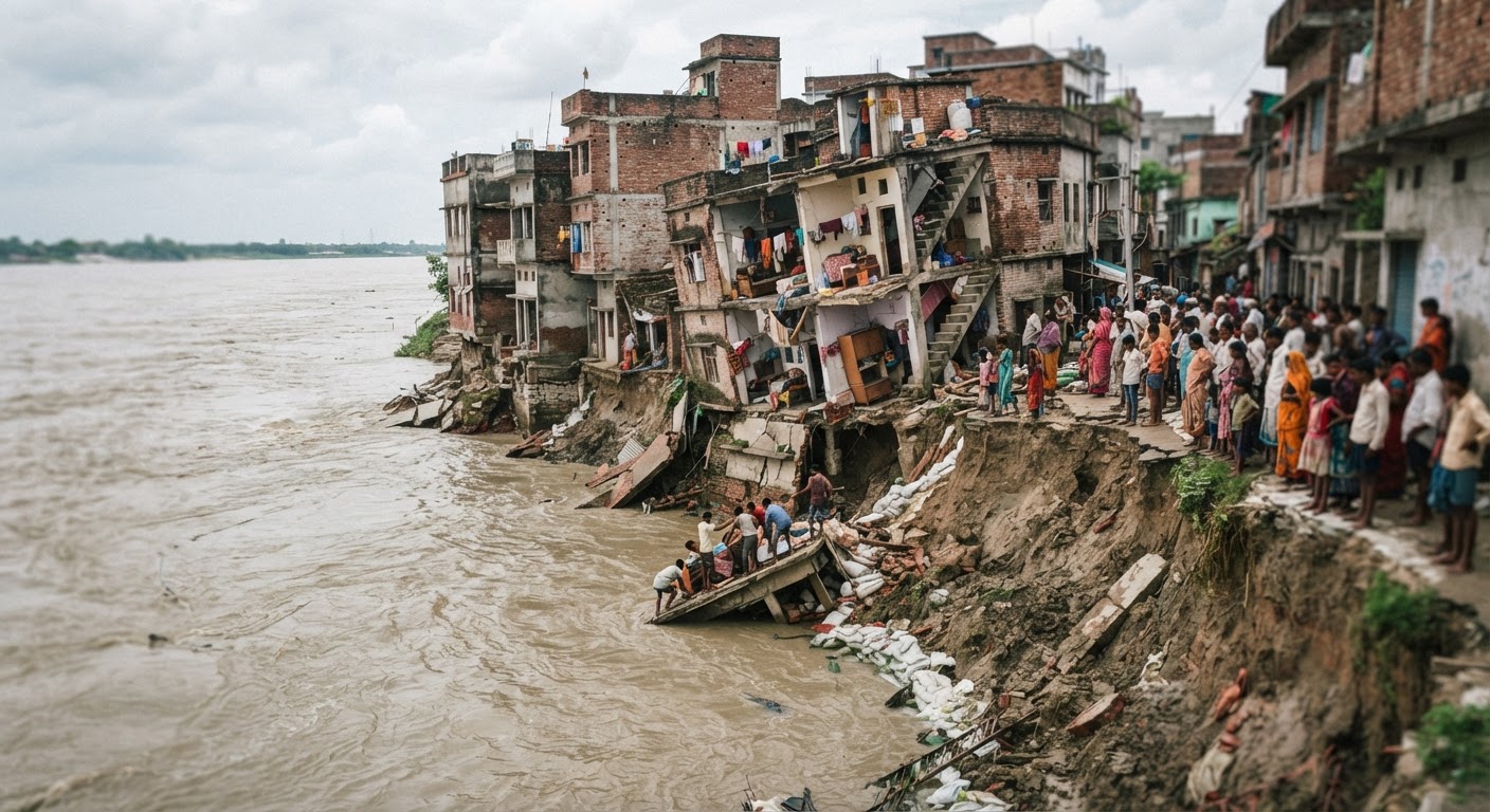 गंगा का बढ़ता जलस्तर बना खतरा, भागलपुर के Manik Sarkar Ghat पर मंडराया बड़ा संकट