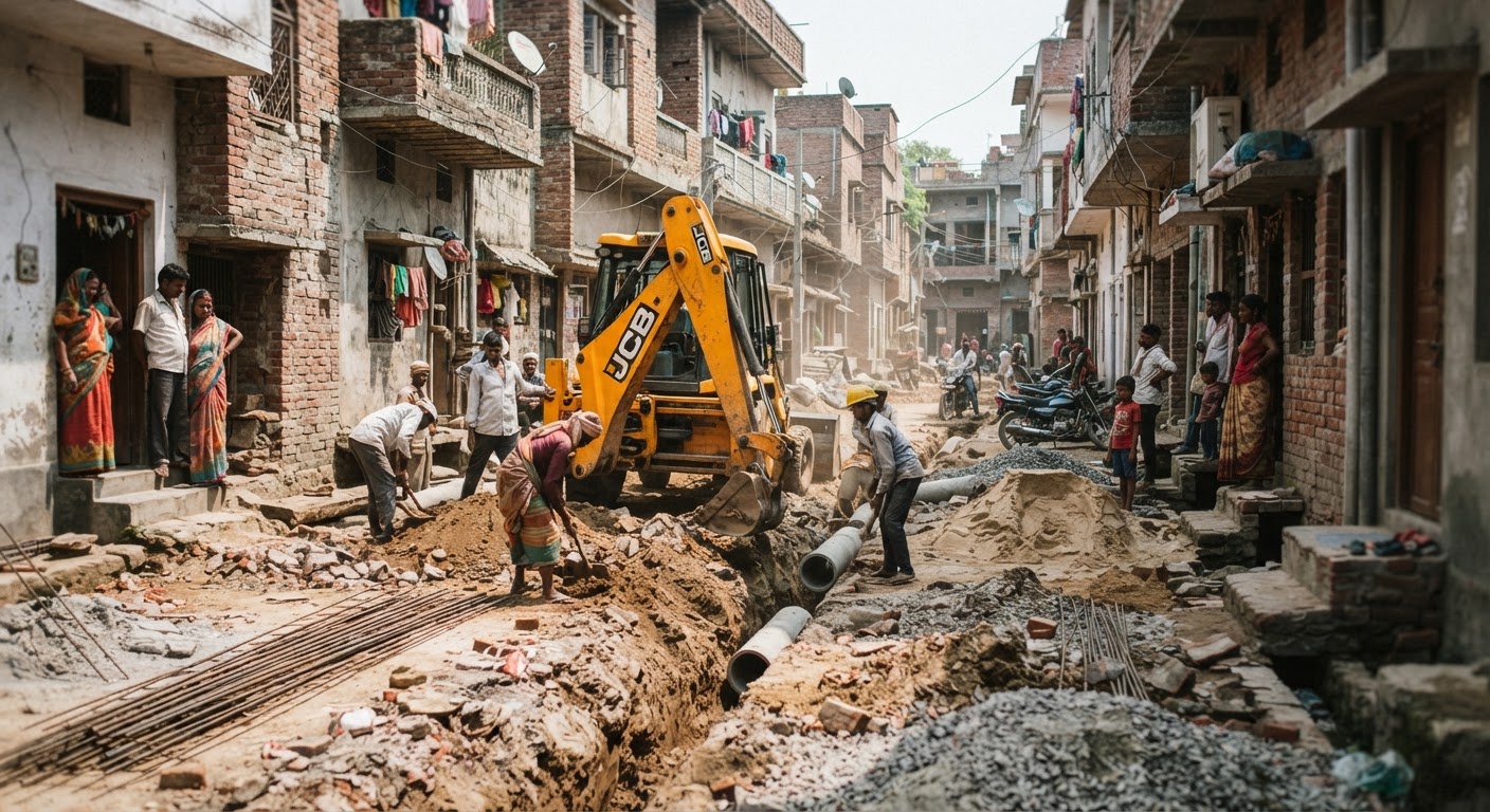 भागलपुर वार्ड 14 में सड़क और नाला निर्माण शुरू