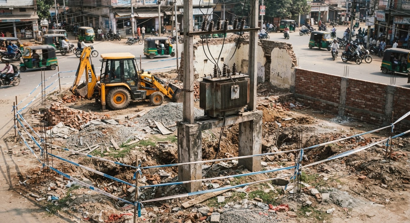 भागलपुर के तिलकामांझी चौक पर ट्रांसफार्मर न हटने से रुका पार्क का काम