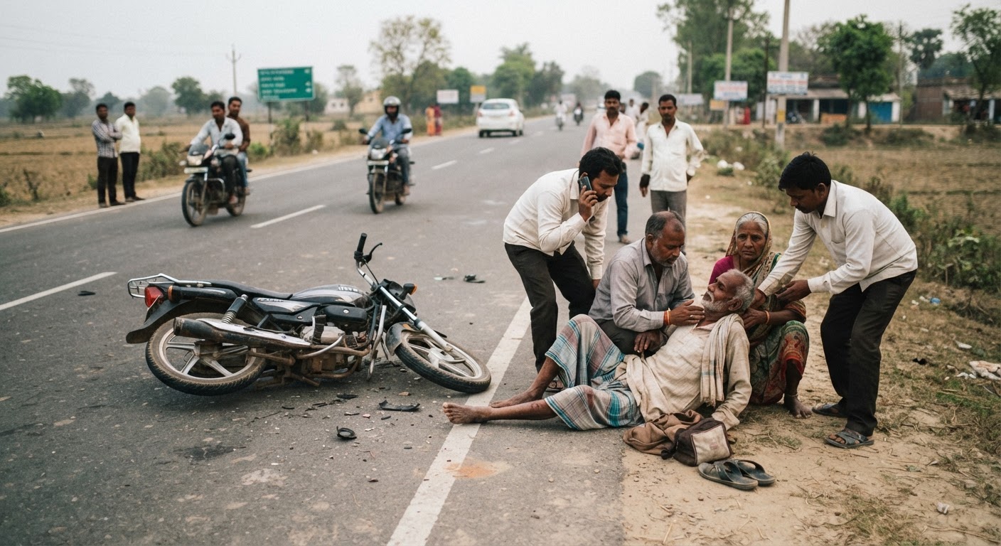 अरेरिया में दर्दनाक हादसा, बाइक से गिरकर बुजुर्ग गंभीर रूप से घायल