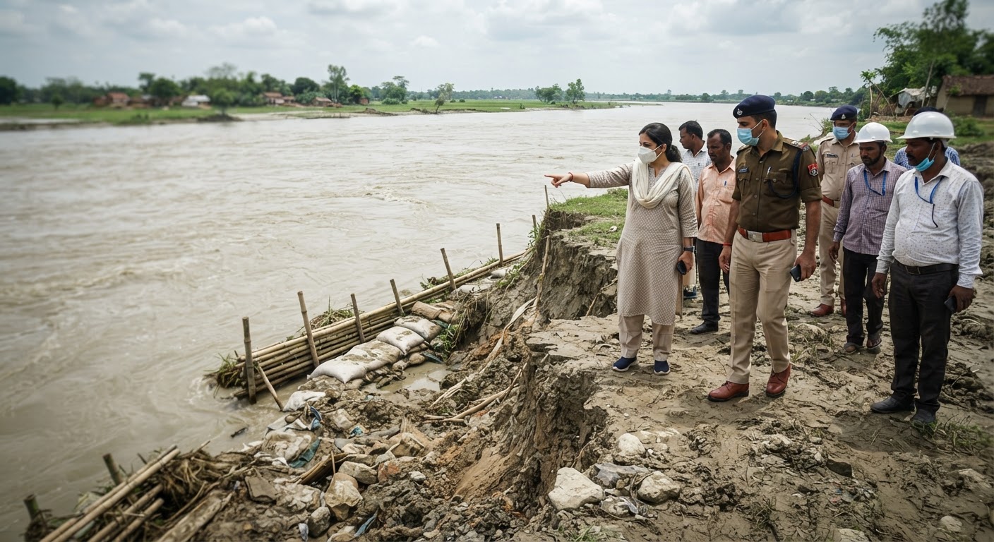 बहादुर अधिकारियों ने किया राघोपुर पंचायत का दौरा, कटाव और बाढ़ के खतरे पर रखी नजर