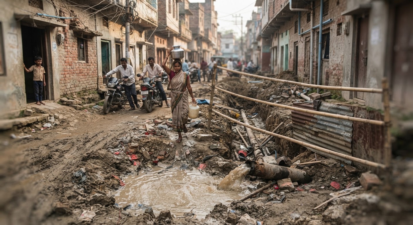 भागलपुर में अधूरा पाइपलाइन काम और जलजमाव से लोग परेशान, जानिए क्या है हाल