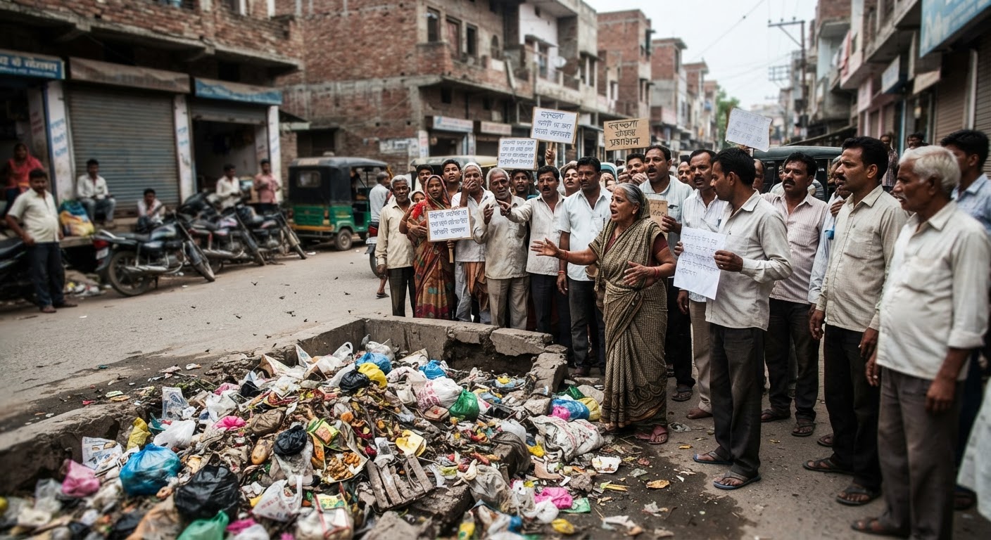 अकबरपुर नगर पंचायत में गंदगी का अंबार, स्थानीय लोग परेशान