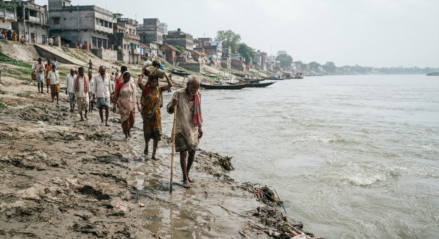 भागलपुर में गंगा का जलस्तर घटा, लेकिन खतरा अभी भी बरकरार