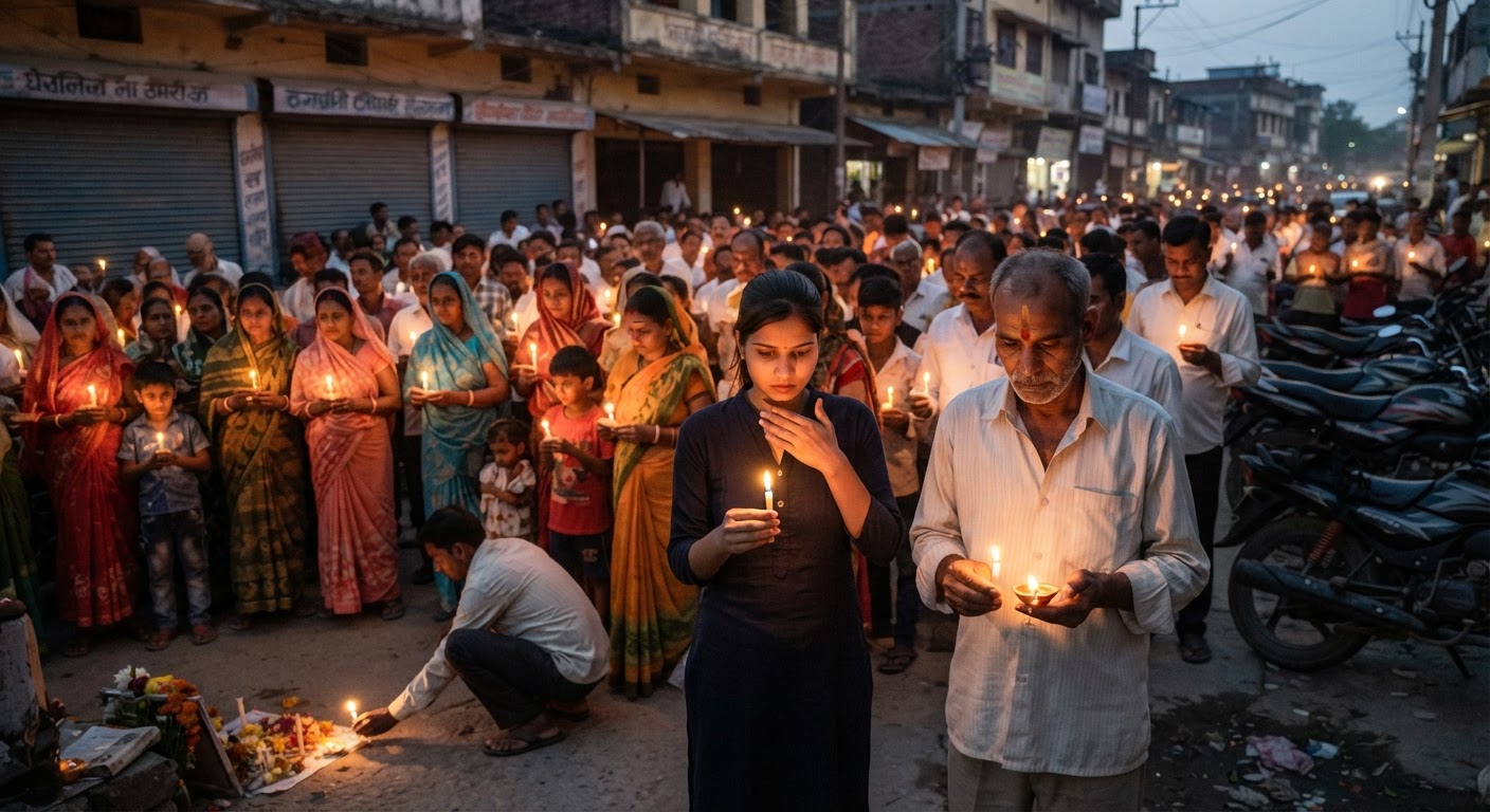 नेपाल बाढ़ पीड़ितों के लिए जोगबनी में निकला कैंडल मार्च