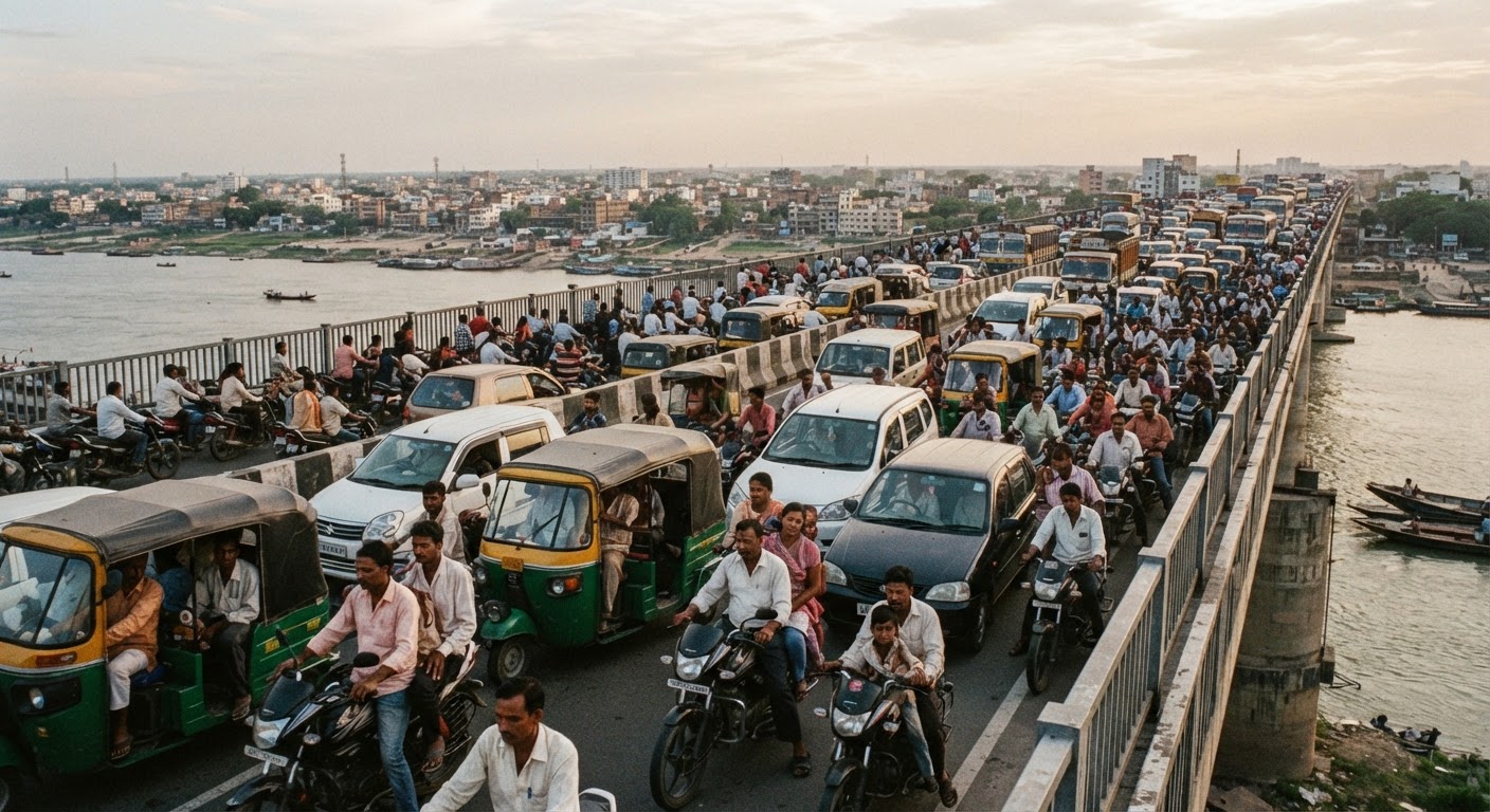 शर्मनाक जाम! विक्रमशिला सेतु पर रोजाना फंस रहे लोग